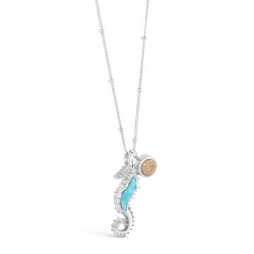 Seahorse Necklace Larimar and Sand
