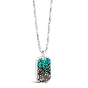 Sterling Travel Tag Necklace - Turquoise Gradient