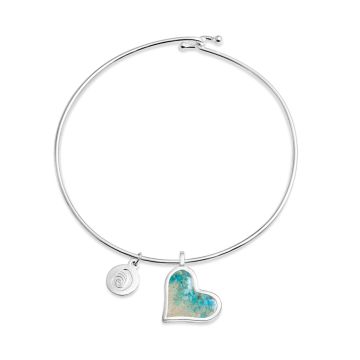 Tilted Heart Bangle - Turquoise Gradient