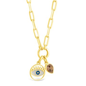 Travel Treasures™ Evil Eye Custom Charm Holder Necklace Set - 14k Gold Vermeil