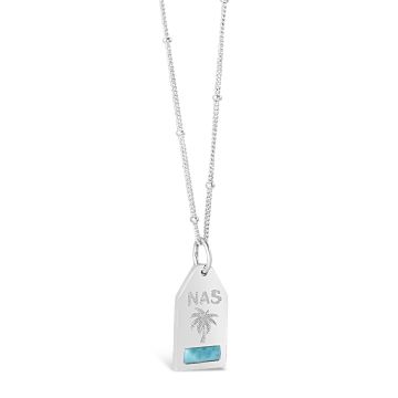 Voyager Rooftop Tag Necklace Larimar with Engraving | Dune Jewelry