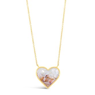 Full Heart Stationary Necklace - 14k Gold - Mother of Pearl Gradient
