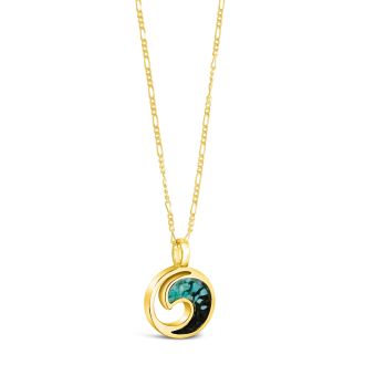 Wave Necklace - 14k Gold Vermeil - Turquoise Gradient