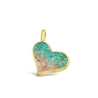Beach Charm - Heart - Gold - Turquoise Gradient