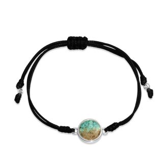 Black Cord Bracelet - Round - Turquoise Gradient