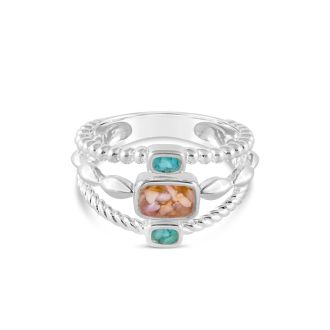Boho Stack Ring - Turquoise and Shells of Hawaii