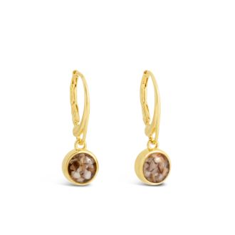 Sand Jewel Leverback Earrings - Round - 14k Gold Vermeil