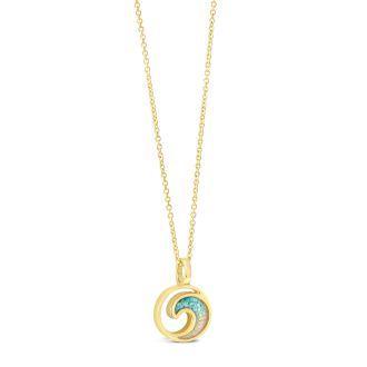 Wave Necklace 14k Yellow Gold - Turquoise Gradient