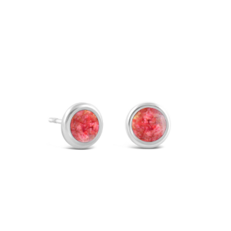 Birth Month Flower Dune Drop Studs - January - Pink Carnation