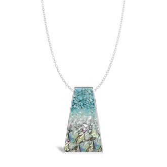 Athena customizable sterling silver statement necklace with turquoise blue healing stone, mother of pearl, abalone, and natural elements on a silver chain. Goddess Necklace.