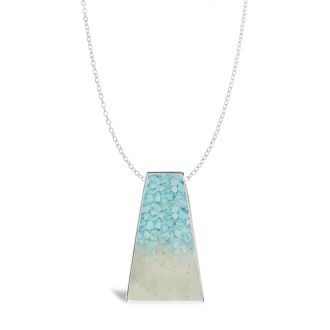 Athena customizable sterling silver statement necklace with Caribbean sand and turquoise blue healing stone elements on a chain. Goddess Necklace.
