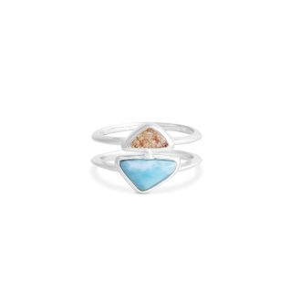 Coastal Edge Ring - Larimar & Sand
