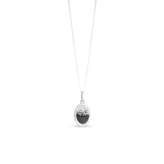 Oval Necklace with White Topaz - Dune Silver - Mother of Pearl Gradient