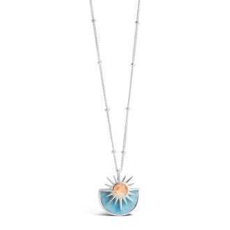 Sun Splash Necklace Larimar and Orange Jingle Shell