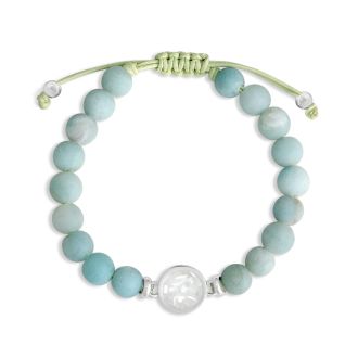 Genuine Amazonite gemstone adjustable beaded bracelet for disaster relief, Hurricane Helene & Hurricane Milton relief support.