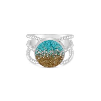 Boho Ring - Round - Diamond & Turquoise Gradient