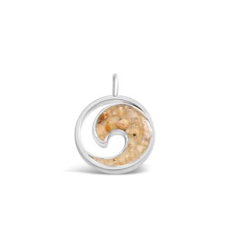 Silver-plated beach wave charm to pair with our beach bangles and personalized with sand or earth elements.
