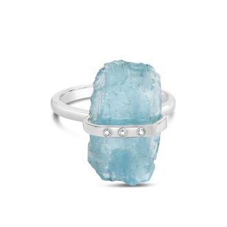 Camille Kostek jewelry, ice blue aquamarine cabochon ring.