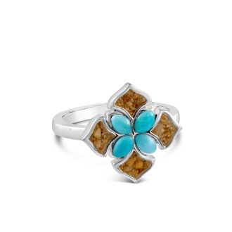 BC - Boho Bloom Ring Larimar and Sand
