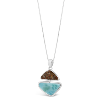 Coastal Edge Necklace Larimar & Sand