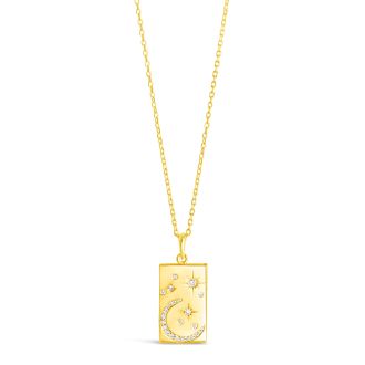 Cosmos Rectangle Pendant Necklace by Camille Kostek - 14k Gold Vermeil