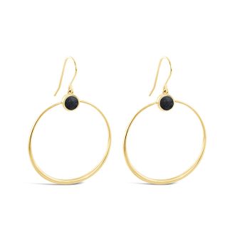 Meteorite Daisy Hoop Earrings - 14k Gold Vermeil