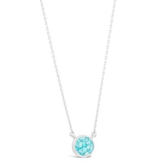 Birth month necklace with December power stone Turquoise, genuine stone. Delicate round necklace.