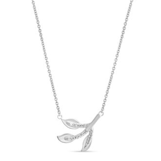 Diamond Theia Leaf Necklace - Sterling