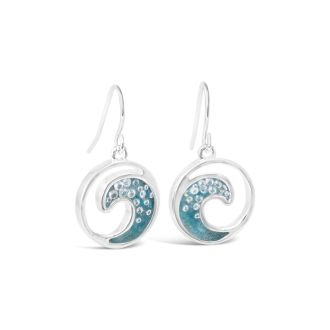 Real Apatite & Natural Diamond Crescent Wave Drop Earrings in Sterling Silver, luxury ocean-inspired jewelry by Dune Jewelry.