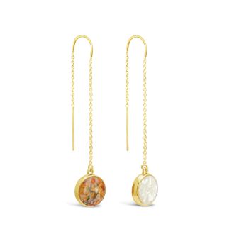 Sandglobe Earrings - Long - 14k Gold Vermeil - Two Element
