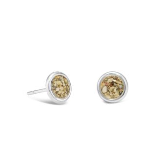 Round studs earrings, delicate silver earrings studs womens and custom jewelry gifts made with beach sand, gemstones, or elements.