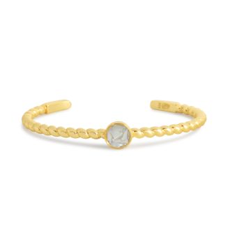 Essential Rope Cuff Bracelet - Round - 14k Gold Vermeil - Mother of Pearl