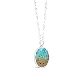 Explorer Oval Necklace - Silver - Turquoise Gradient