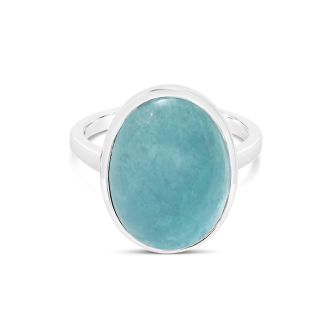 Camille Kostek jewelry, ice blue aquamarine cabochon ring.