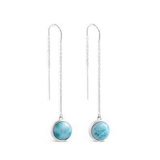 Sandglobe Earrings - Long - Larimar and Sand