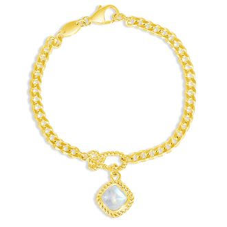 Sterling silver and gold vermeil Mariner’s Moonstone design featuring a radiant rainbow moonstone bracelet in a nautical knot design, the perfect nautical jewelry for women, for ocean-inspired elegance.
