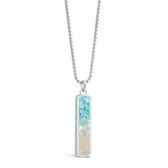 Men's Bar Necklace - Silver Steel - Ocean Gradient