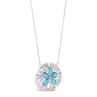 BC - Modern Sand Dollar Stationary Necklace Larimar