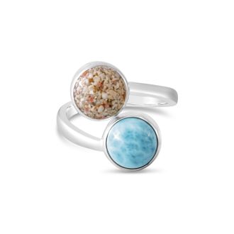 Round Bypass Ring Larimar and Sand