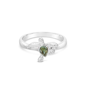 Dainty and delicate sterling silver ring featuring a unique sea turtle design and your choice of sand or earth element.