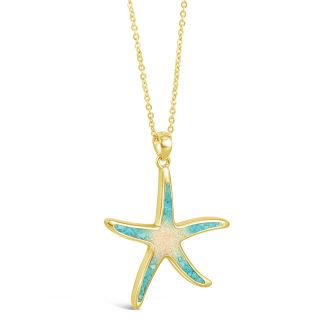 Starfish Necklace - 14k Gold Vermeil - Turquoise Gradient
