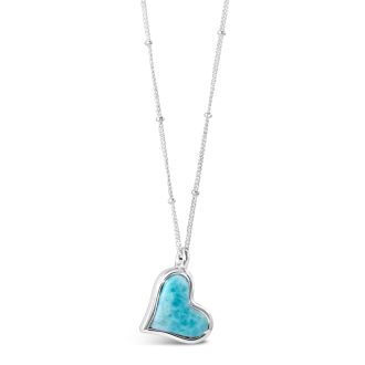 Tilted Heart Necklace Larimar