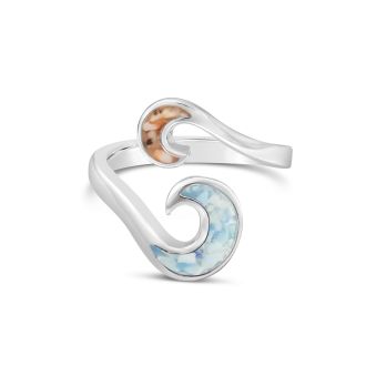 Dune Jewelry x 4ocean Wave Bypass Ring - Hawaii Blue