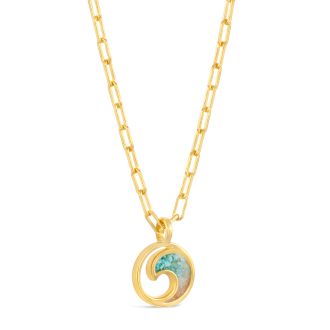 Wave Necklace - 14k Gold Vermeil - Turquoise Gradient