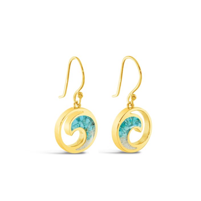 Ocean Wave Drop Earrings | 14k Gold Earrings | Turquoise Gradient