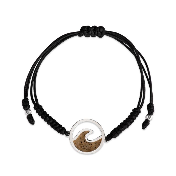 black cord bracelet wave beach sand from misquamicut rhode island