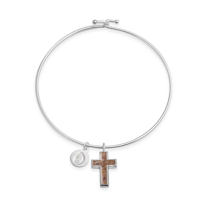 Sterling Silver Classic Cross Bangle With Hook Clasp Simple Design –  81stgeneration