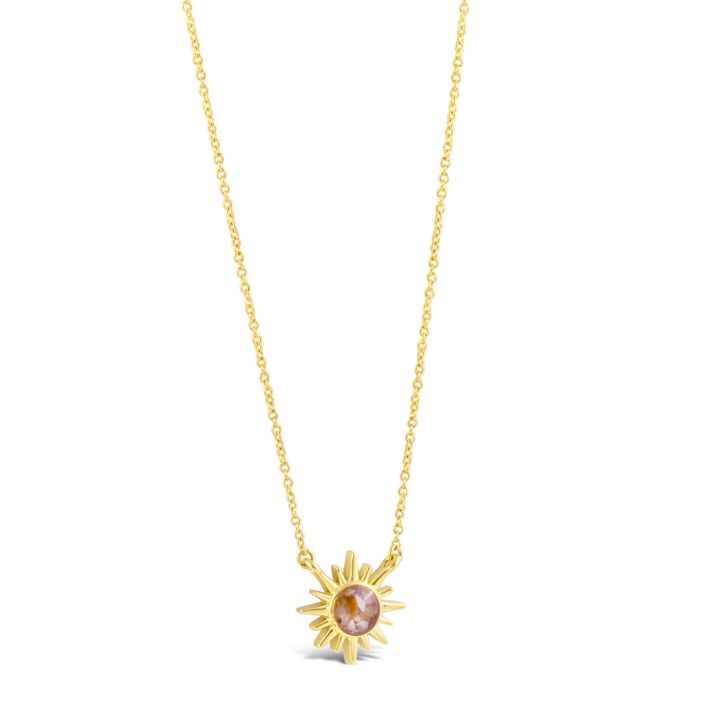 Bronze Sunflower Necklace with Gold Fill 18 Inch Chain