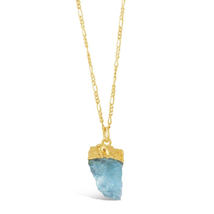 AQUAMARINE Crystal Necklace - Pendant Necklace, Birthstone Necklace, H –  Throwin Stones