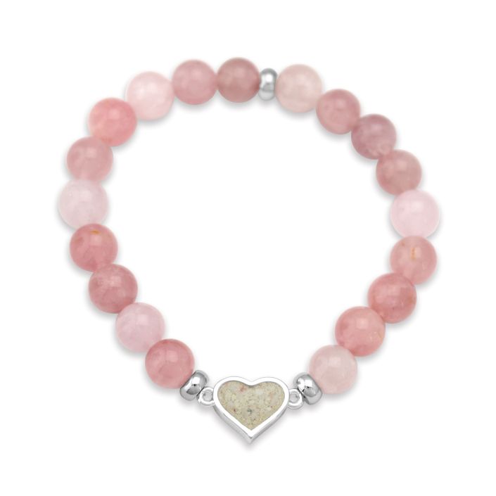 Heart Beaded Bracelet - Rose Quartz